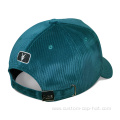 Embroidered Peacock Green Corduroy Baseball Cap